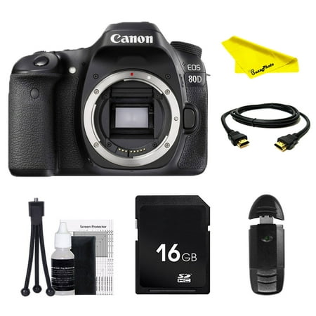 Canon EOS 80D DSLR Camera (Body Only) with SD Card + Buzz-Photo Beginners (Best Entry Level Dslr Camera For Beginners)