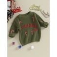 thumbnail image 3 of Christmas Sweater Toddler Boy Girl Knit Sweater Merry Candy Cane Embroidery Oversized Sweatshirt Fall Winter Clothes, 3 of 8