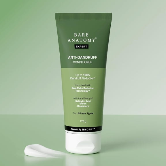 Bare Anatomy Anti-Dandruff Hair Conditioner with Biotin, Salicylic Acid & Rosemary | Removes Flaky Buildup | Moisturizes & Strengthens Hair | Reduces Frizz & Breakage | For All Hair Types | 175gm