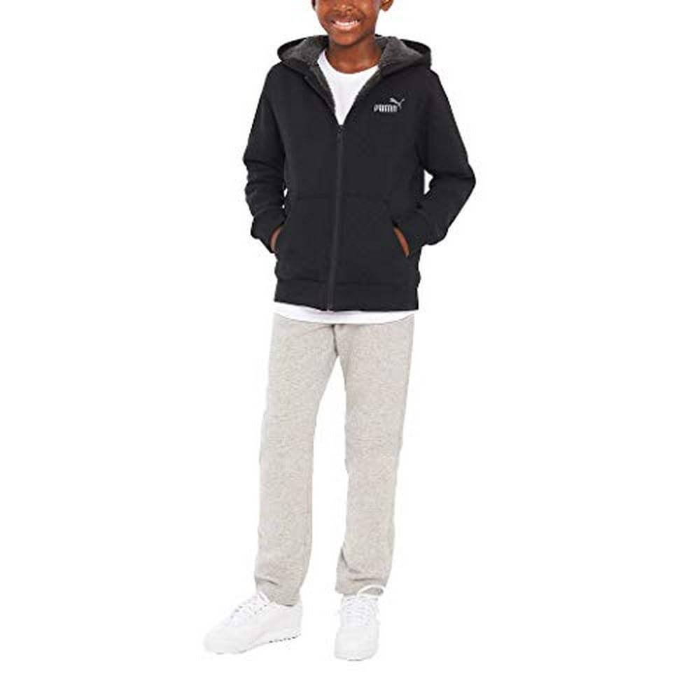 PUMA - PUMA Boys' Zip Up Sherpa Hoodie Jacket (Black/Gray, Small 7/8) - Walmart.com - Walmart.com