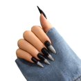 thumbnail image 3 of Fofosbeauty 24pcs Press on False Nails Tips, Stiletto Fake Nails, Sliver Shine In Black, 3 of 9
