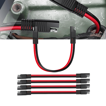 Nilight 5-Piece 10AWG SAE Male-to-Male Extension Cable Set — Dual-Polarity 2-Pin Plug Harness for Automotive, Motorcycle, Solar, and Battery Charger Applications