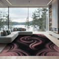 thumbnail image 2 of ODIKA 8'x10' Washable Area Rug Pink Smooth Grey Interlocking Wave Balanced Flow Motif Contemporary for Dining Room, Large Office, Lounge, Non-Slip Chair-Friendly Mat, 2 of 7