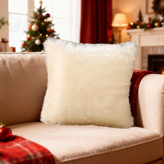 Tuvgenk 17x17 Decorative Pillow Covers Beige Stain Protection Pillow Covers Comfortable Decorative Square Cotton Sofa Pillow Covers