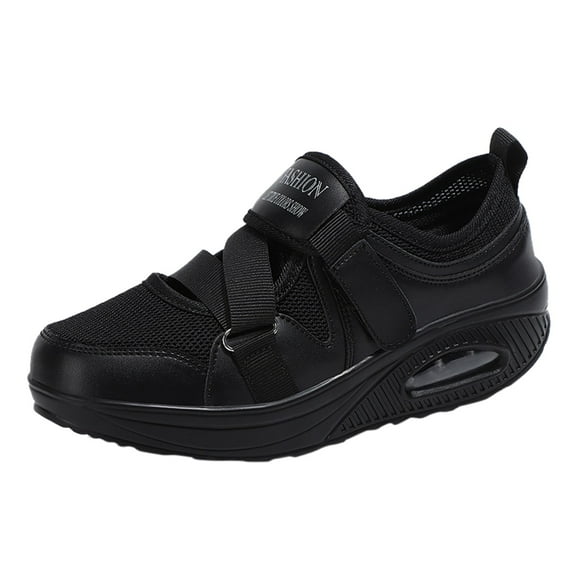 Siilsaa Shoes for Women Running Shoes Breathable Tennis Shoes Walking Platform Sport Sneakers for Jogging Gym Athletic Black,6.5-7