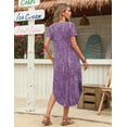 thumbnail image 7 of Zeagoo Long Dresses for Women Casual Summer Maxi Dress Short Sleeve Long Dress with Pockets Curve Hem Long Dress Crew Neck, 7 of 7