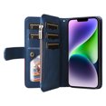 thumbnail image 3 of Multifunctional Case for iPhone 14 Plus,Card Slots[RFID Blocking],Durable Flip Folio Kickstand Magnetic Closure Leather Zipper Wallet Wrist Strap Shockproof Case For iPhone 14 Plus, Blue, 3 of 12