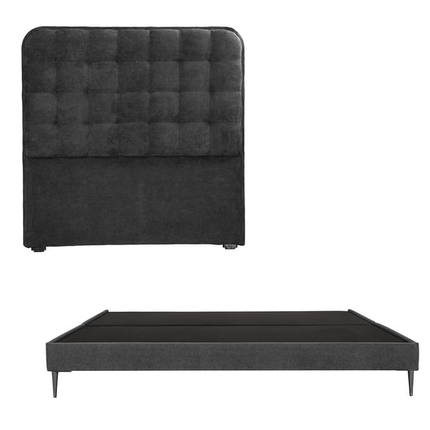 Recámara King Size Creta Gris Carbón con Cabecera + Base Cama Slim