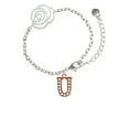 thumbnail image 2 of Delight Jewelry Rose Goldtone Crystal Initial - U - Silver-tone Flower Link Chain Bracelet, 6.75"+2" Extender, 2 of 4