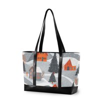 FORMRS Laptop Tote Bag for Women with 15.6" Computer Compartments Handbag, Gray Snow Houses
