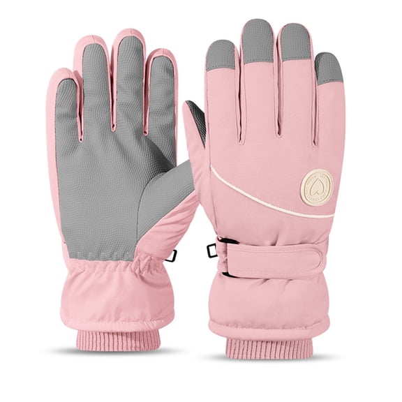 Winter Snow Gloves Ski Gloves Women Waterproof, Touchscreen Warm Glove for Ski Snowboard Snowmobile in Cold Weather Pink One Size