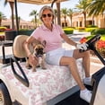 thumbnail image 3 of Golf Cart Seat Covers for 2 Seater,Pink Flower Microfiber Cart Seat Towel Blanket,Vintage Farmhouse Boho Leaf Spring Solid Absorbent Breathable Non Slip Bench Seats Protector for Golf Course 51"x31", 3 of 9
