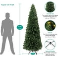 thumbnail image 4 of Vienna 9ft Prelit Slim Artificial Christmas Tree with 1455 Branch Tips, 500 Warm Lights and Metal Stand, 37" wide Realistic Skinny Pencil Christmas Tree with Lights by Naomi Home, 4 of 13