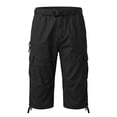 thumbnail image 5 of FRSASU Mens Cargo Shorts Long Capri Elastic Below the Knee 3/4 Cotton Casual Summer Shorts with Pockets Black, 5 of 6