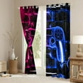 thumbnail image 3 of Feelyou Pink Blue Gamepad Black Out Curtains for Teen, Video Games Controller Curtains Pack of 2 (42x63 Each), Neon Glowing Honeycomb Bedroom Curtains, Living Room Curtains Decor, 3 of 6