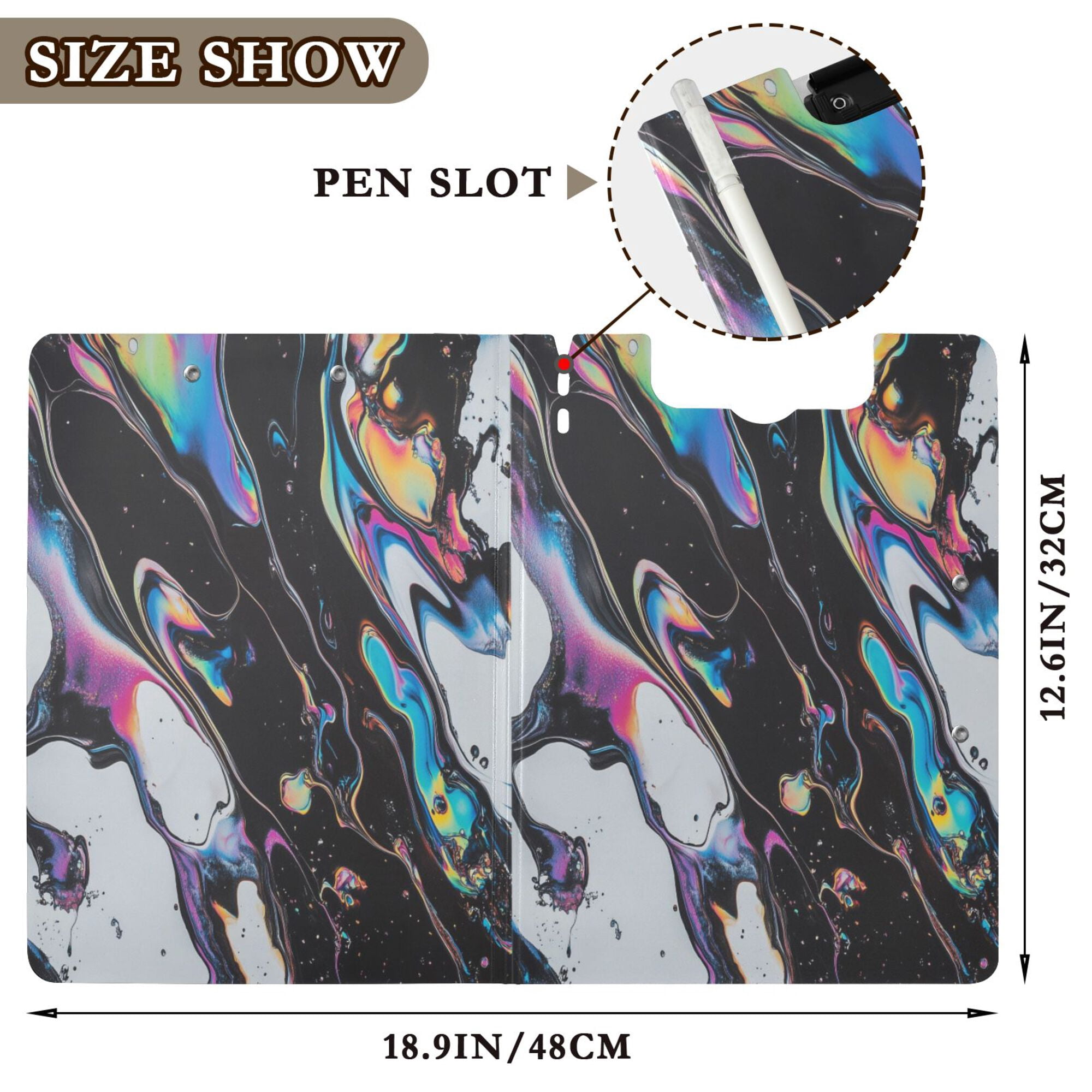 FORMRS A4 Clipboard Folder with Pen Holder Horizontal Foldable School Office Binder, Black