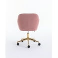 thumbnail image 4 of Swivel Home Office Chair, Modern Teddy Fabric Adjustable Height Desk Chair, 360 Revolving Accent Chair with Gold Metal Legs and Universal Wheel for Living Room, Bedroom and Office, Pink, 4 of 7