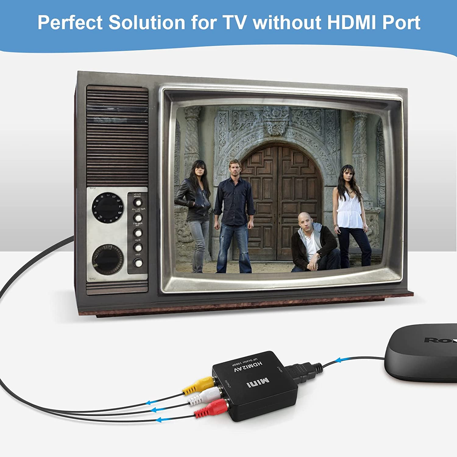 DIGITNOW HDMI to RCA Converter, HDMI to RCA Cable Adapter, 1080P HDMI to AV  3RCA CVBs Composite Video Audio Supports NTSC for PC, HDTV, DVD, VHC VCR 