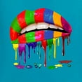thumbnail image 3 of Wild Bobby, Colorful Painted Lip, Streetwear, Men Graphic Tee, Light Turquoise, XX-Large, 3 of 5
