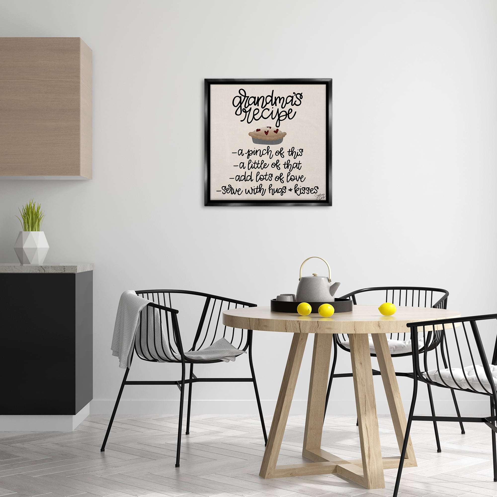 Stupell Industries Grandma's Dessert Recipe Food & Beverage Painting Black Floater Framed Canvas Art Print Wall Art, 25 x 25