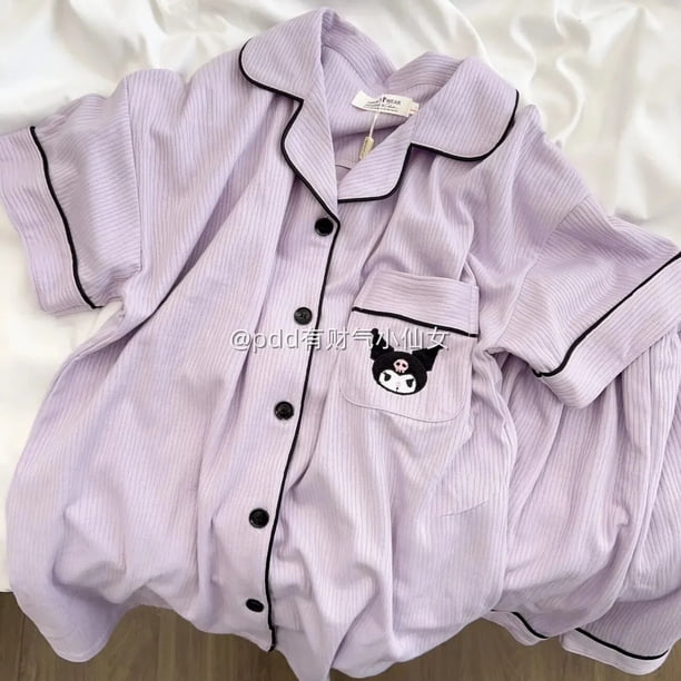 Conjuntos de pijamas de Hello Kitty Sanrio para mujer, Anime Kuromi, nuevo estilo Kawaii, ropa de manga corta cómoda, regalo de verano