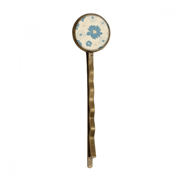 Épingle à Cheveux Rétro en Métal Chrysanthème Bleu Fleur