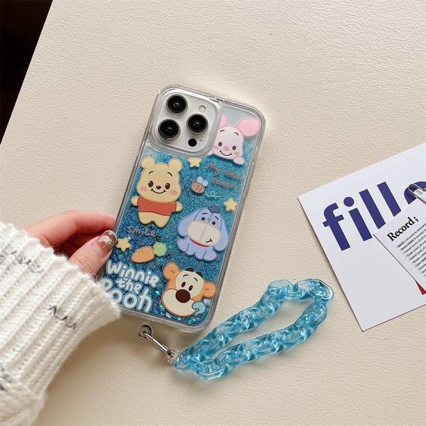 Compatible Con Samsung Galaxy S23 S22 S21 Plus Ultra FE S10 Lite S23Ultra S22Ultra Lovely Winnie the Pooh Bear Case Con Pulsera De Cristal Funda Purpurina Gao Jiahui unisex