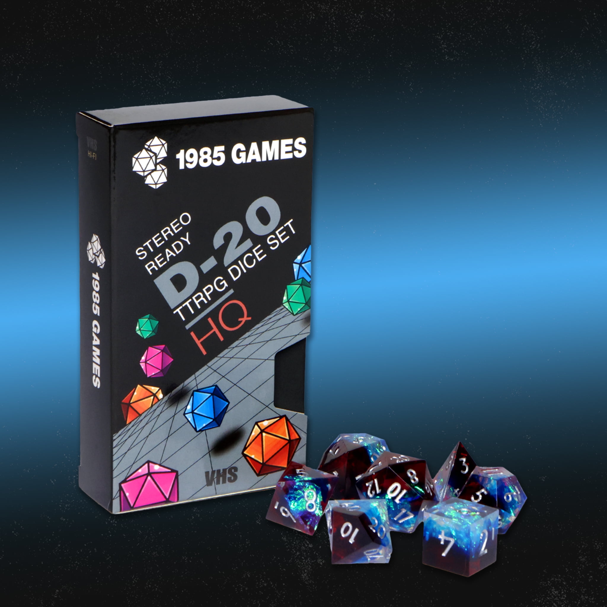 1985 Games Plasmic Punch RPG Dice Set – Polyhedral DND Dice Retro VHS Box