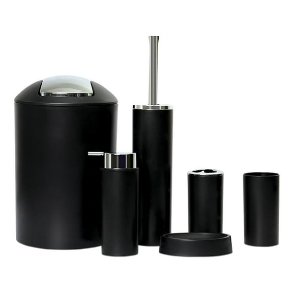 6 Pcs Bathroom Accessories Set, Gift Set for Bathroom - Black