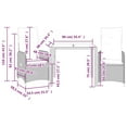 thumbnail image 6 of vidaXL Bistro Set Grey PE rattan Standard Adjustable Armrests, 6 of 9