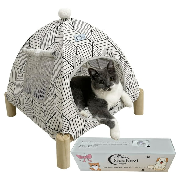 Casa Tienda para Gatos Nockovi 2 en 1 Elevada, Portátil para Interior y Exterior