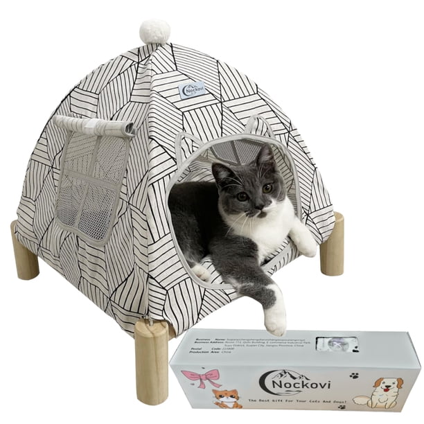 Casa Tienda para Gatos Nockovi 2 en 1 Elevada, Portátil para Interior y Exterior