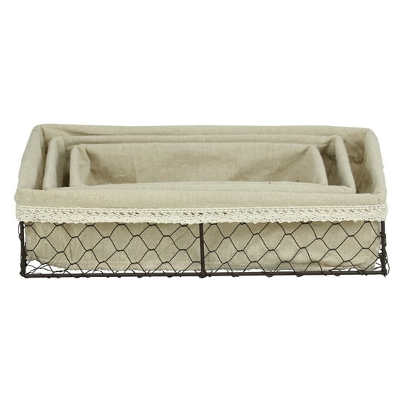 Home Improvement Set of 3 Rectangular Lined Wire Tray