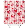 thumbnail image 2 of Valentine''s Day RV Shower Curtain Small Stall,Red Pink Heart Love Couple Sweet Polka Dot Striped Romantic Bathroom Decor Curtain with Hooks,, 2 of 6