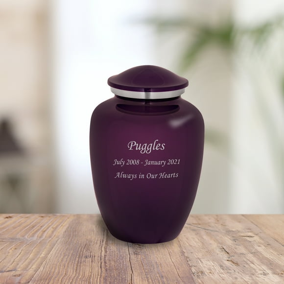Engraved Text Pet Cremation Urn - 6 Colors - 2 Sizes