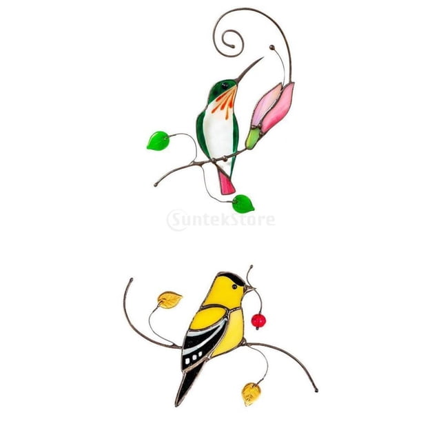 2 uds s de pájaros de pared de ventana de manchado calcomanías de pared decoraciones de sala de estar Macarena etiqueta de la ventana