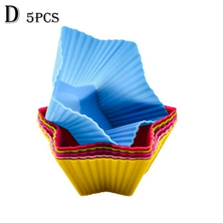 

5Pcs Silicone Muffin Cases Cupcake Mould Baking Reusable Cake Mold Bakeware|