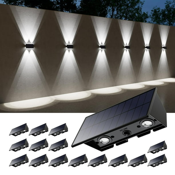 Luces solares de pared Roopure para exteriores, paquete de 16 unidades, LED para arriba/abajo, IP65