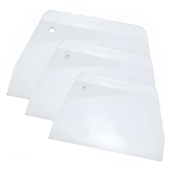 BPPEG 3 PCS Dough Scraper Bowl Scraper Food-Grade Plastic Dough Cutter Trapezoidal Hard Plastic Cutter Multi-Function Kitchen Scraper for Bread Dough Cake Fondant Icing Cream Pizza Size L M S