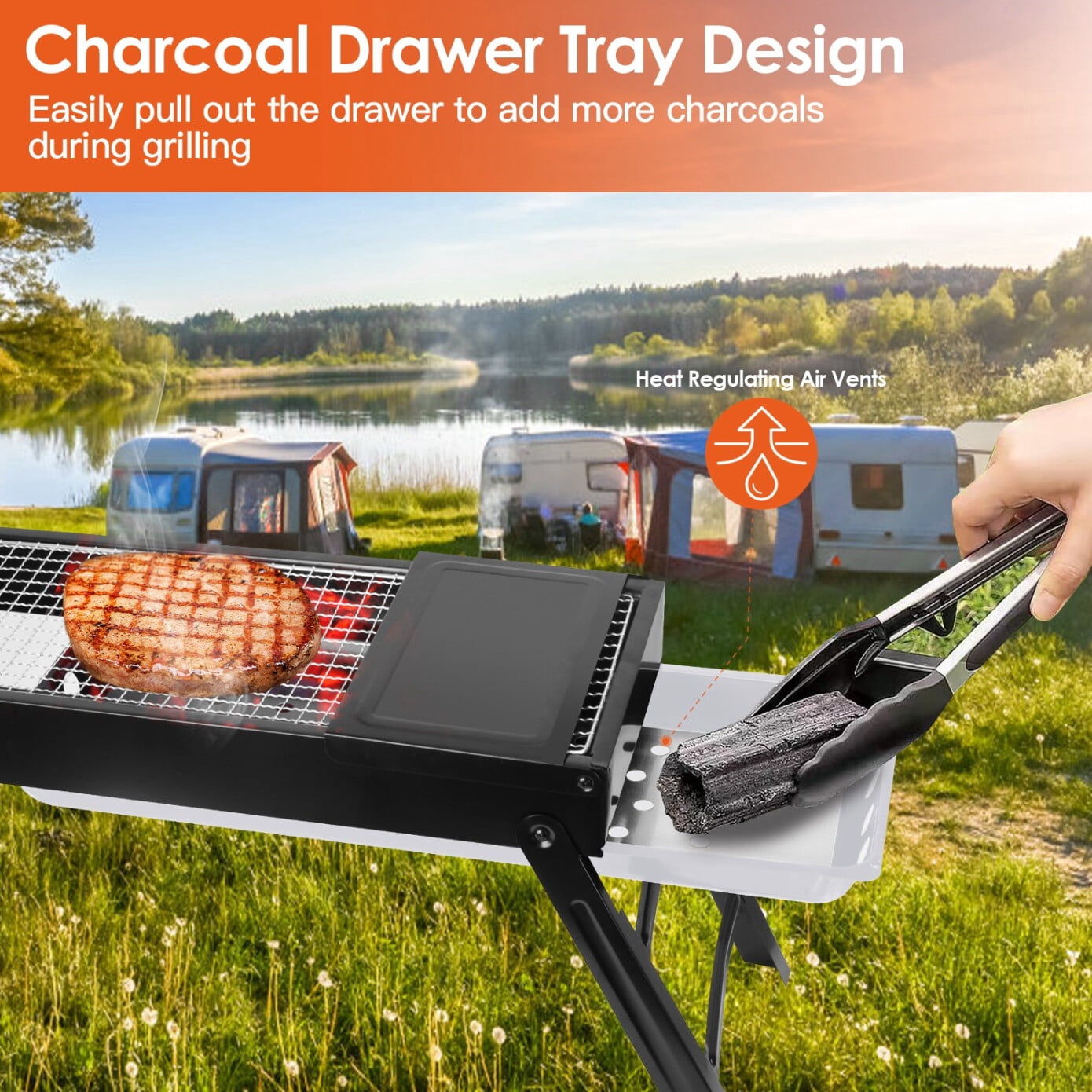 Portable BBQ Griddle, Foldable Kabob Barbecue  for Outdoor Hibachi BBQ Lamb Skewer Camping Barbecue Grill in Garden Backyard Party Picnic Travel