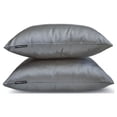 thumbnail image 4 of Fundas de almohada decorativas HomeCentric plateadas (paquete de 2), 30 x 30 cm (12 x 12 pulgadas), fundas de cojín de satén liso para sofá, estilo moderno liso - Satén flameado gris plateado, 4 of 8