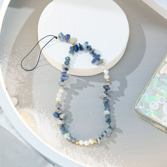 Pearl Trendy Hanging Cord Keychain Bracelet Beaded Lanyard Cellphone Strap Mobile Phone Lanyard Mobile Phone Chain B