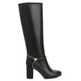thumbnail image 2 of Ferwind Women's Knee High Boots Rhinestone and Studded Details Chunky Heels Adult Black  8, 2 of 7