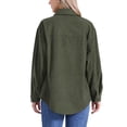 thumbnail image 3 of INSPIRE CHIC Corduroy Jacket for Women's Button Up V Neck Blouses Autumn and Winter Loose Shirt L Army green, 3 of 5