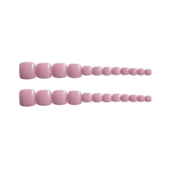 Pink Acrylic Nails Square Short False Foot Nails Artificial Nails