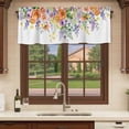 thumbnail image 6 of 2 Pack Valances for Window, Pink Orange Flowers Short Curtains for Kitchen Bedroom Living Room, Spring Floral Farmhouse Botanical Rod Pocket Small Window Treatment Valance Drapes 42 x 18 Inch, 6 of 8