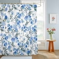 thumbnail image 4 of Shower Curtain Blue Floral Shower Curtains for Bathroom Decor, Waterproof Polyester Shower Curtain Set with Hooks, Standard Size 72" x 72" Lead Watercolor Flowers, 4 of 9