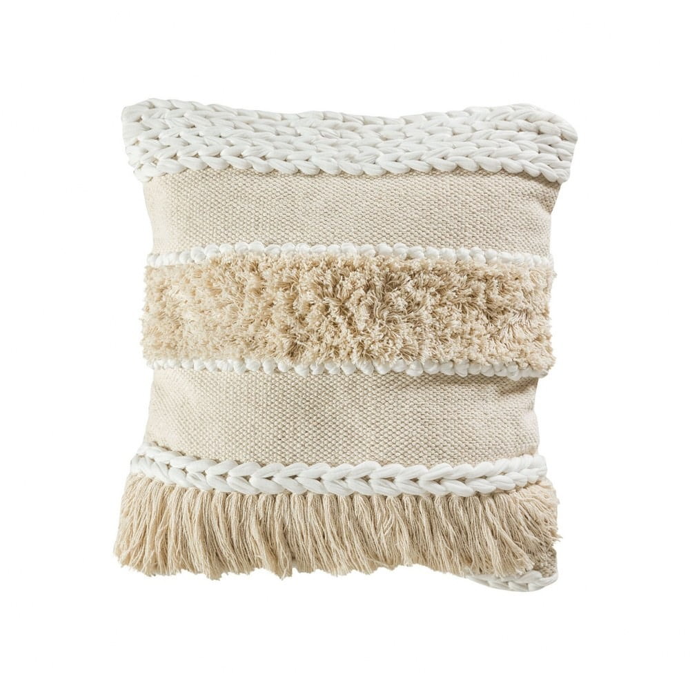 Multi Colored/Textured Cream Pillow Cover 20x20inch Pillow Cover Only