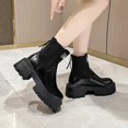 thumbnail image 2 of NECHOLOGY Botas Mujer Adulto Femenino Zapatos Botines mujer Las mujeres se deslizan en la moda Retro Toe que cubre las botas de suela gruesa Las mujeres botines mantienen el calor (Black, 8), 2 of 4