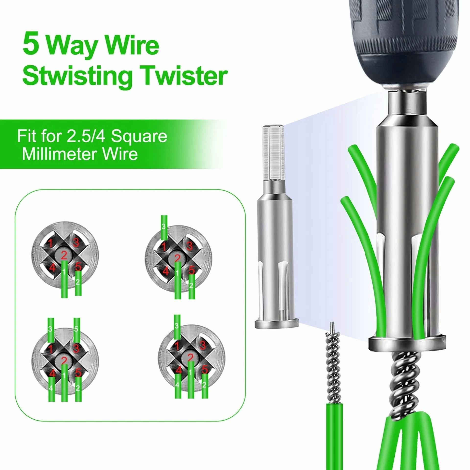 CRESTIN- 3X Wire Stripping&Twisting Tool Electrical Drill Wire Stripper Cable Nut Twister